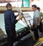 Part of the tie manufacturing process: screen printing