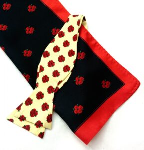 Four Roses Bourbon silk scarf and bow tie