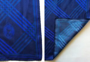 dark blue stripe design on silk twill custom scarves