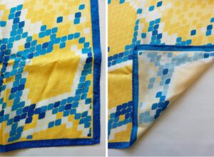 blue and yellow snakeskin on a silk twill custom scarf