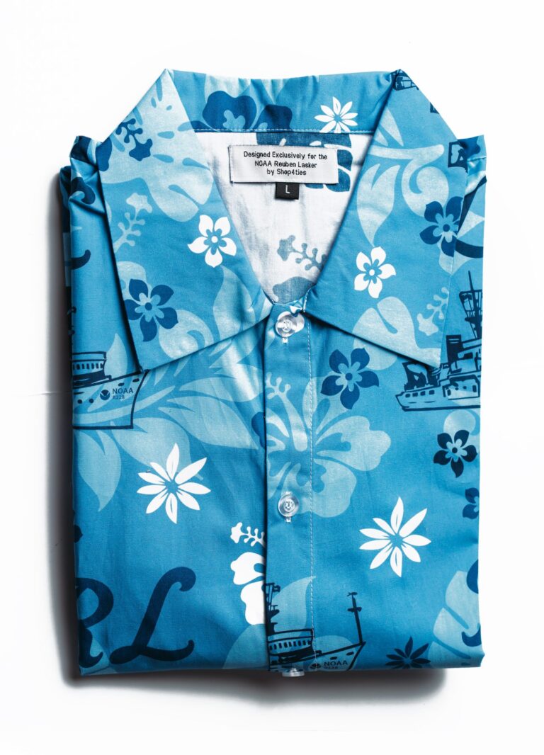 Photo of custom Hawaiian shirt for NOAA Reuben Lasker