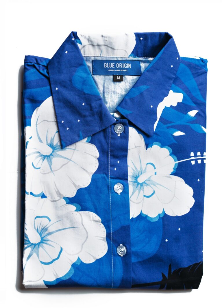 Photo of custom print Hawaiian shirt for Blue Origin