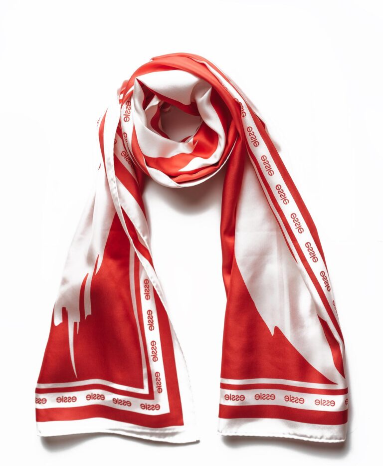 Photo of essie custom printed long silk scarf