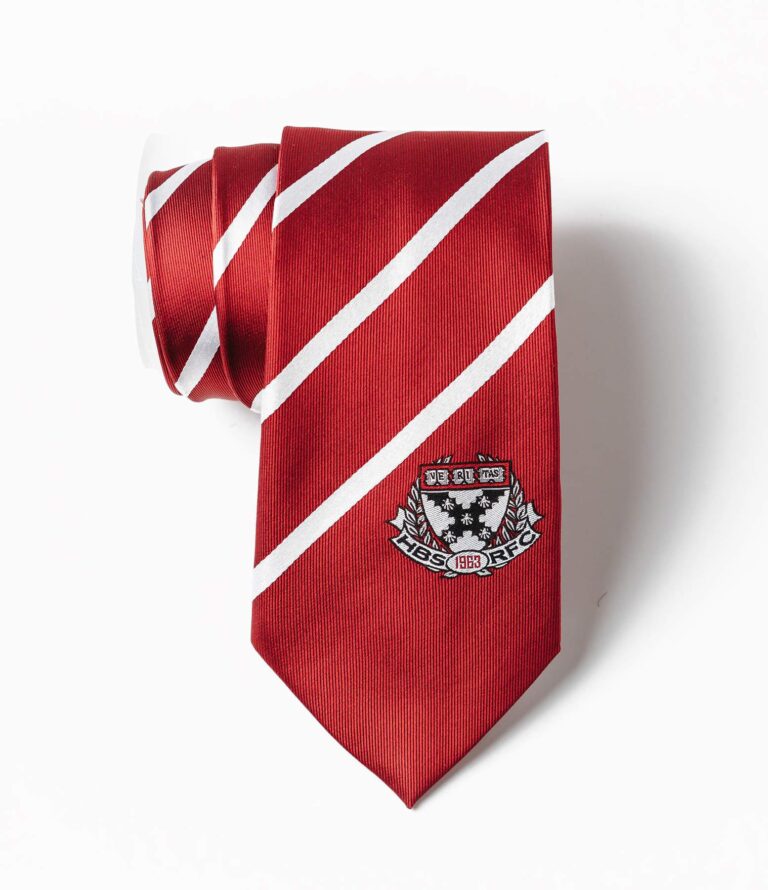 Photo of Harvard Business School Rugby Club custom woven tie