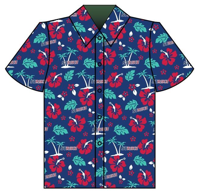 Image of Northrop Grumman custom print Hawaiian shirt mock up (front)