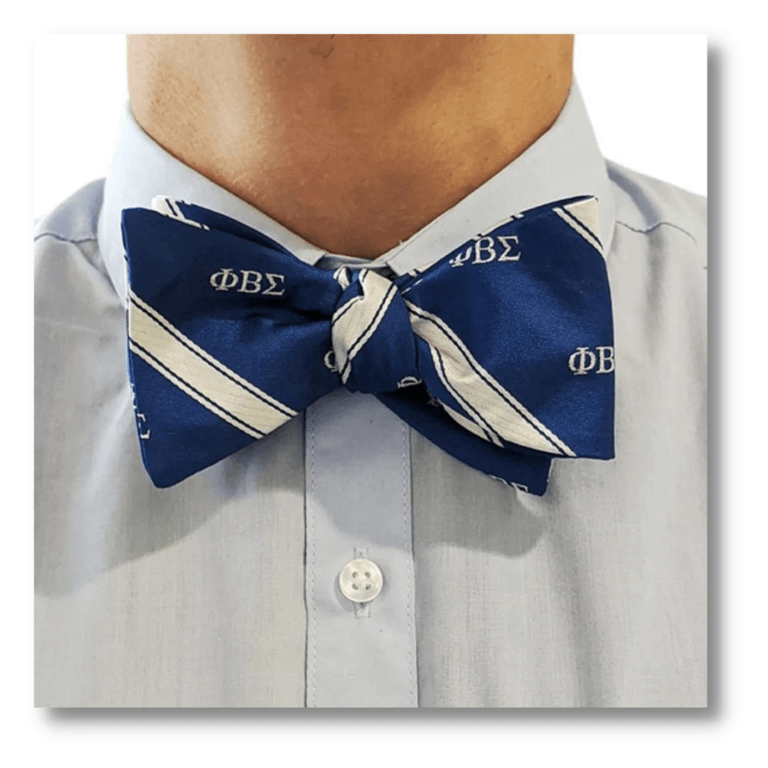 Photo of custom printed bow tie modeled