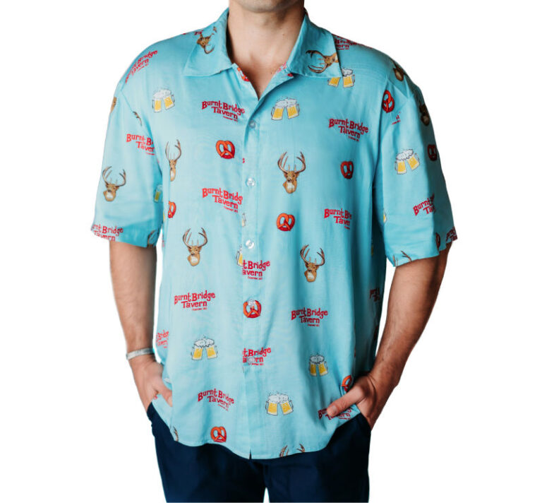 Photo of unisex Hawaiian shirt modeled (body only)