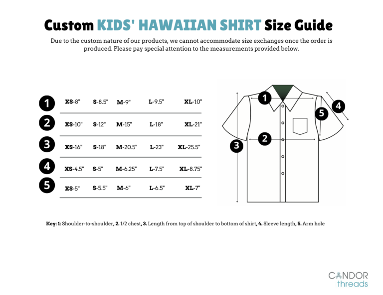 Kids Custom Hawaiian Shirt Size Guide