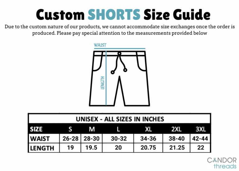 Custom Shorts Size Guide