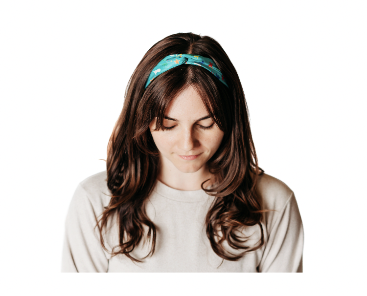 Photo of custom print headband modeled