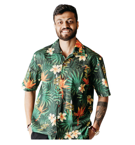 Hawaiian shirt modeled