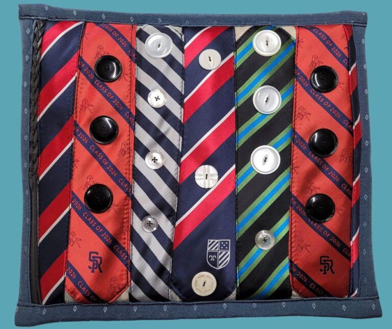 Photo of stimboard made of ties and buttons