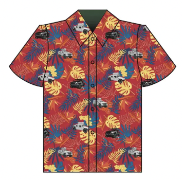 Military truck custom Hawaiian shirt mockup
