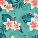Friends of Izzy custom Hawaiian shirt art detail (green)