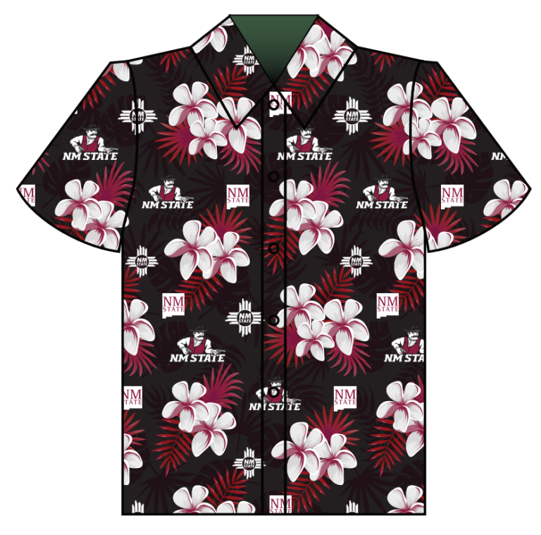 New Mexico State custom Hawaiian shirt mockup (black)