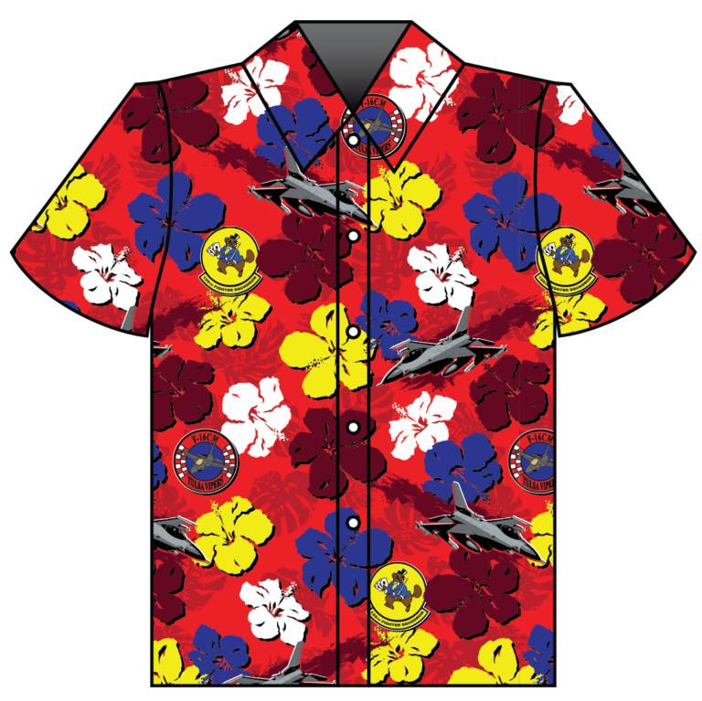 Oklahoma ANG 125th Figher Squadron custom Hawaiian shirt mockup (red)