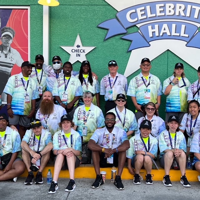 Group photo of Special Olympics team wearing custom shirts