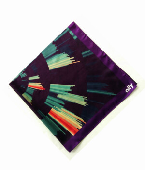 Ally Bank - square silk scarf folded custom square scarf with Ally Bank design