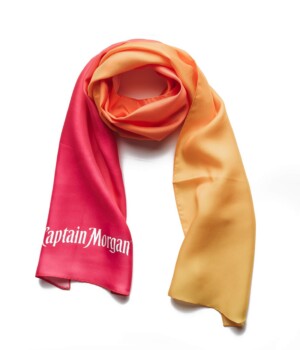 Captain Morgan - long silk scarf Photo of Captain Morgan custom printed long silk scarf