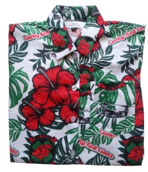 Photo of Lucky Red Lions custom print Hawaiian shirt