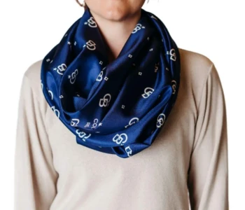Comfortable and cozy, this style is long enough to be looped around twice • Great with lightweight or winter weight fabrics • Standard size: 26″ x 70″ inches • can customize from 13″ x 60″ to 26″ x 80″ Custom print infinity scarf modeled