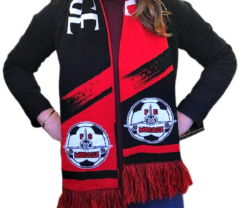 New! Thick knitted poly/Acrylic blend • 7″ Wide; 54″ Long without the fringe; 60″ Long with fringe • 200 piece min. order. FC Mirage scarf modeled (body only)
