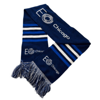 thick knitted poly/acrylic blend EO Chicago custom knit scarf